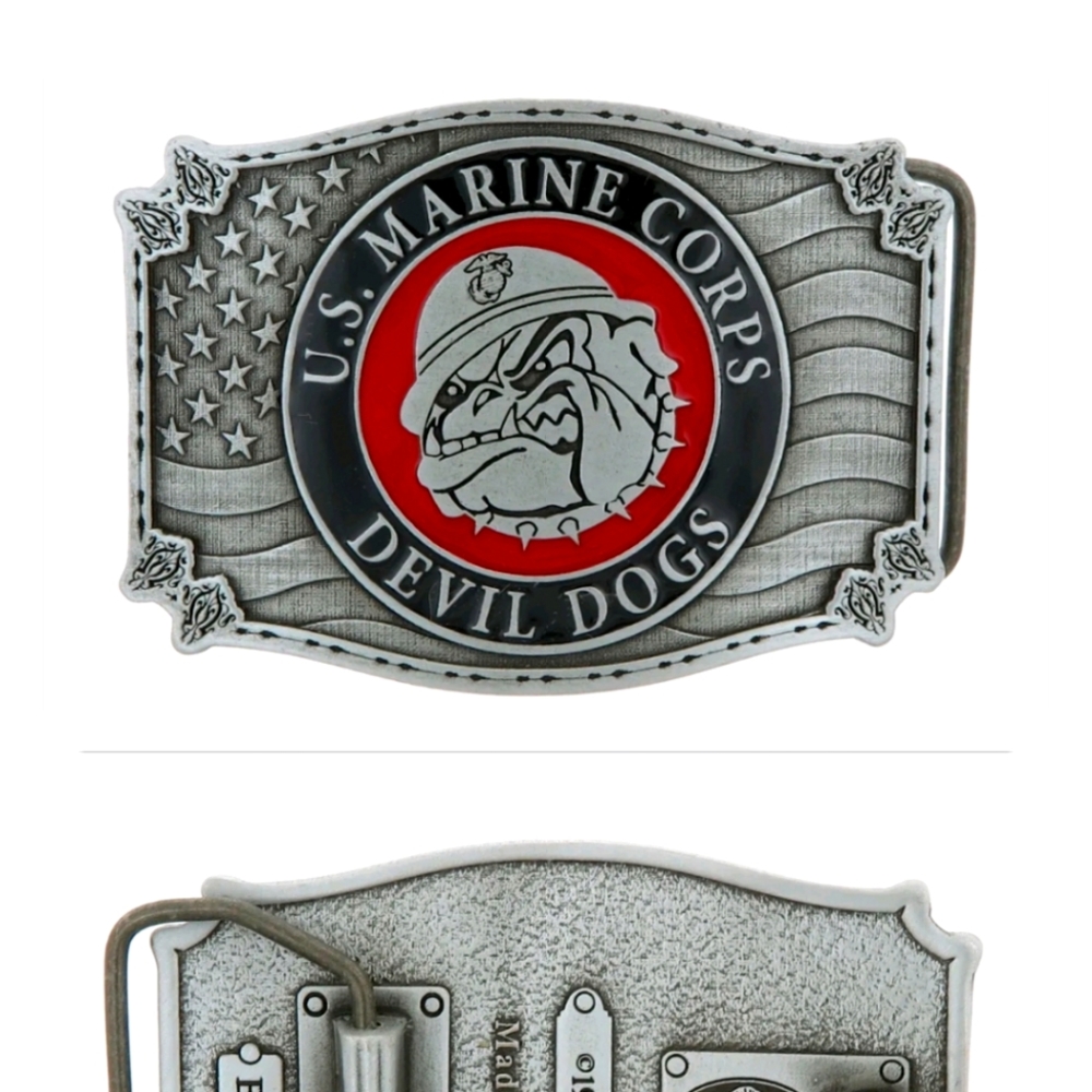 USMC MARINE CORPS Silver Devil Dogs buckle for 1.25" inch belt